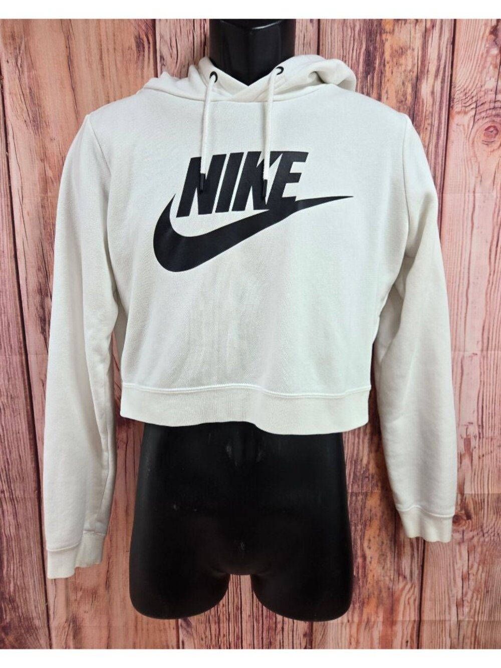 Nike Womens White Cropped Hoodie Sweatshirt Small